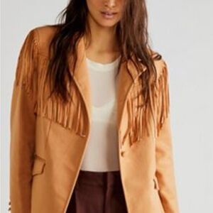 Blank NYC Camel Fringe Show Stopper Women's Blazer